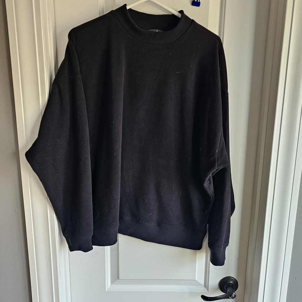 Eddie Bauer L Tall Women's Black Crewneck Fleece Sweater